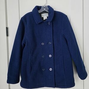 L.L. Bean Pea coat jacket double breasted Quilted Lined Sz M Fleece Thinsulate